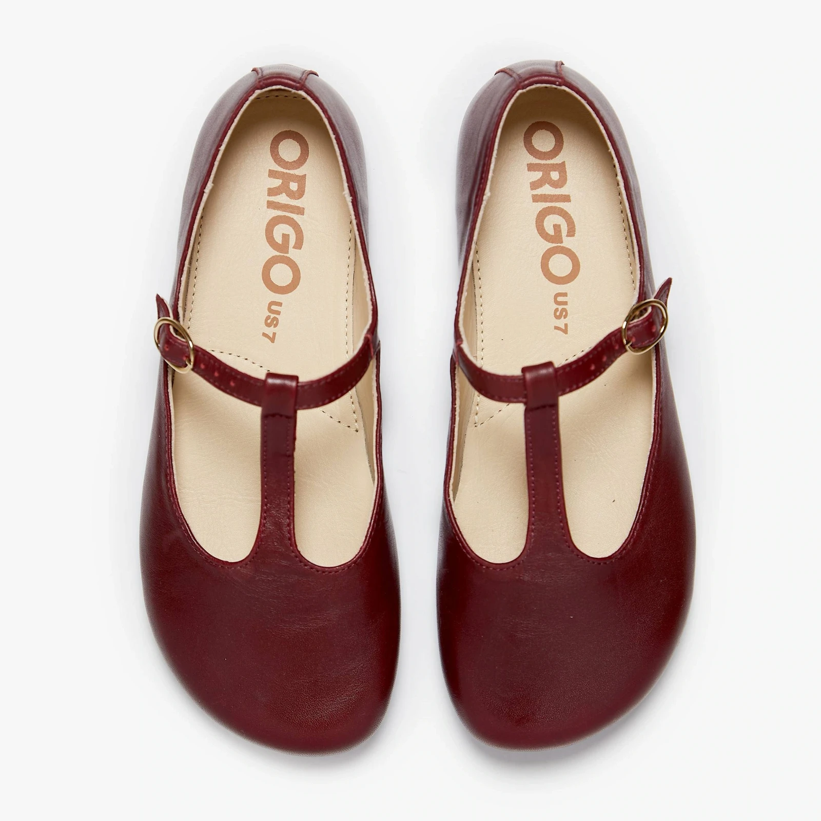Босоногие туфли Origo Mary Jane T Strap — винный, фото 6